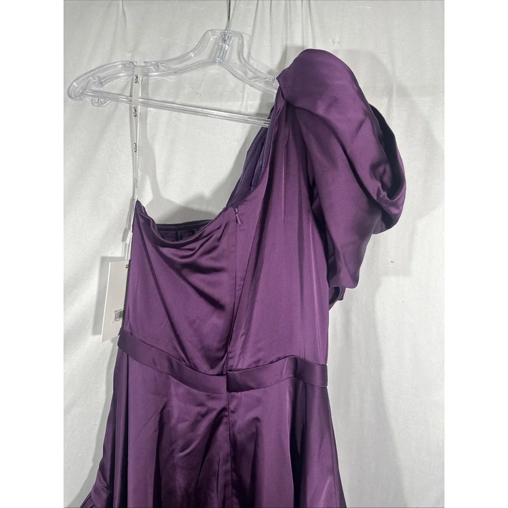 NWD Mac Duggal‎ [  6 ] 20702 High Low Gown with Statement Bow Aubergine S1888 - Picture 15 of 16